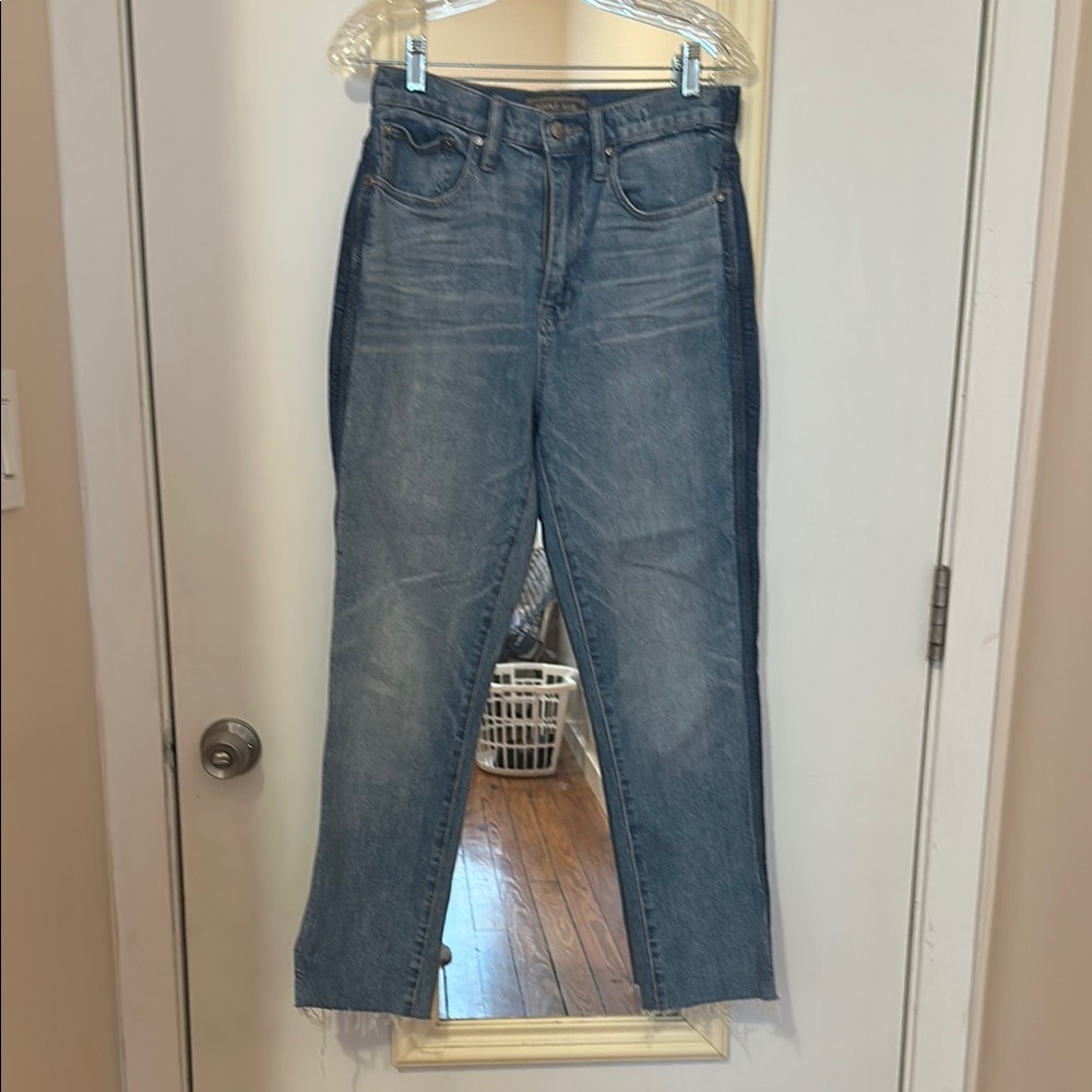 J. Crew Point Sur Tuxedo Stripe Women's Straight Leg High Waisted Jeans 28T 6